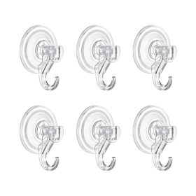 VEVOR Suction Cup Hooks 6 Pack, 2.76 x 3.54 x 1.57 inch, 10 LBS Max Load Clear Shower Suction Cups, Strong and Reusable Heavy Duty Wall Holder