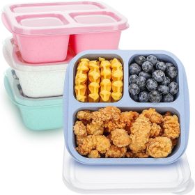 Bento Box For Kids, 4 Pack 3 Compartments Meal Prep Containers Reusable Lunch Containers, Food Storage Containers With Lids