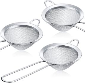 3 Pieces Tea Strainers Cocktail Strainer Stainless Steel Fine Mesh Strainer Colander Conical Food Loose Tea Filter Practical Bar Colander Tool