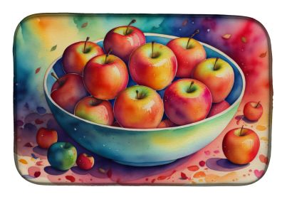 Colorful Apples Dish Drying Mat Absorbent Dish Drying Mat Pad for Kitchen Counter Dish Drainer Mat for Countertop, 14 x 21", Multicolor