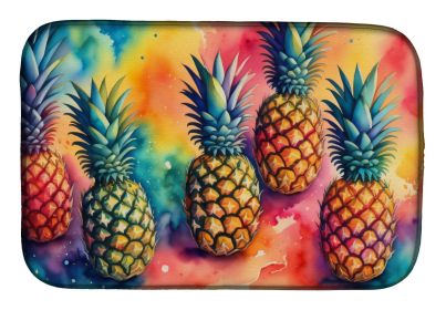 Colorful Pineapples Dish Drying Mat Absorbent Dish Drying Mat Pad for Kitchen Counter Dish Drainer Mat for Countertop, 14 x 21", Multicolor