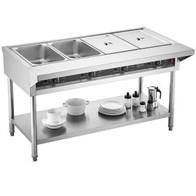 VEVOR 4-Pan Commercial Food Warmer, Electric Steam Table with Independent Temperature Control