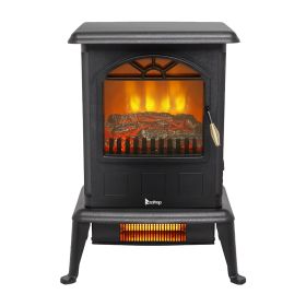 HT1108 1500w Vertical Fireplace Machinery Fake Firewood Single Color 2 Quartz Tubes Black (Option: Black)