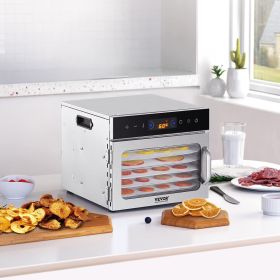 6 Trays Food Dehydrator Machine Stainless Steel 400W Jerky Meat Fruit Drying (Option: silver)