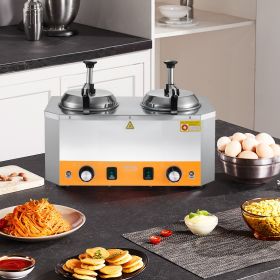 2.4x2 L Electric Cheese Dispenser With Pump Commercial Hot Fudge Warmer 86F-230F (Option: silver)