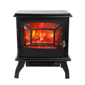 US SF507-17 120V 1400W 17in Fireplace, Black, Iron Sheet, Freestanding-Fake Firewood-Heating Wire (Option: Black)